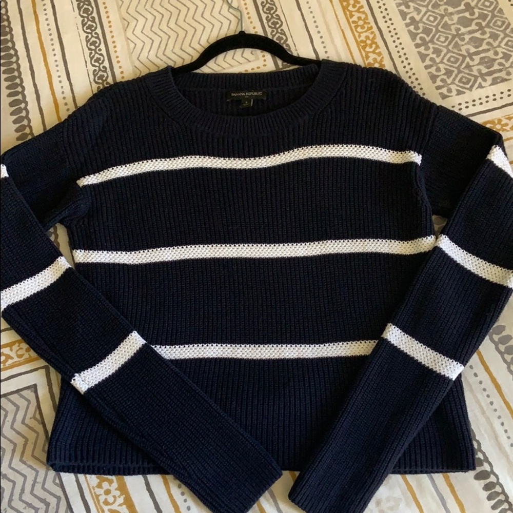 Navy & White Striped Banana Republic Sweater